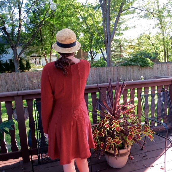 ANTHROPOLOGIE DOLAN Piper Red Long Sleeve Dress L - Picture 2 of 6